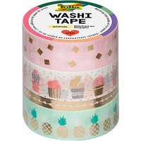 folia Washi Tape HOTFOIL Deko-Klebeband matt 15,0 mm x 5,0 m 4 Rollen von folia