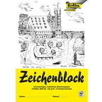folia Zeichenblock mit Leinenecken DIN A4 120 g/qm, 10 Blatt, 10 Blatt von folia
