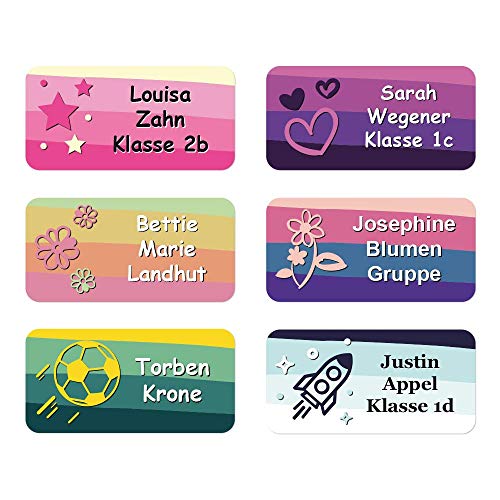 foliado® kids Namensaufkleber Kinder bis zu 3-zeilig Etikett 30x15mm Sticker Namensetikett Schule Kita Kleidung personalisierte Klebeetiketten wasserfest (60 Stück) APD-012 von foliado