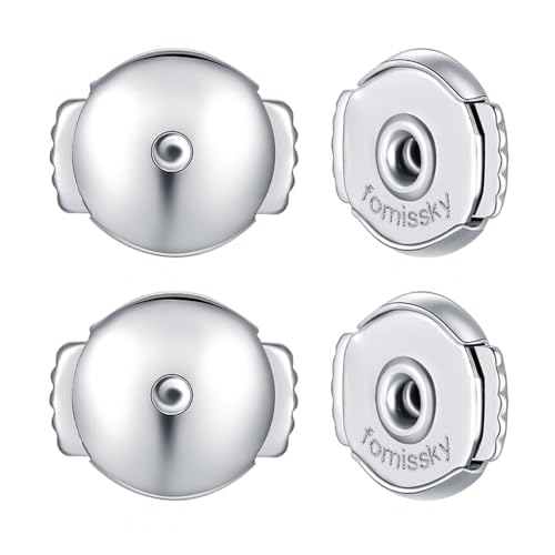 Fomissky-sisa Sichere Verschluss-Ohrring-Verschlüsse für Diamant-Ohrstecker, hypoallergene Federohrring-Verschlüsse, Ersatz, 2 Paar, versilbert von fomissky-sisa