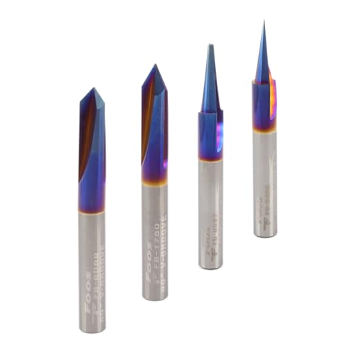 FOOS Nano – Gravur-CNC-Holzschnitzfräser-Bit-Set, 4-teilig, Vollhartmetall, 6,35 mm Schäfte = Profil + Schnitzauskleidung + 2 V-Nut, USA Veteranenbesitz FOOS Nano – Gravur-CNC-Holzschnitzfräser-Bit-Set, 4-teilig, Vollhartmetall, 6,35 mm Schäfte = Profil + Schnitzauskleidung + 2 V-Nut, USA Veteranenbesitz von foos