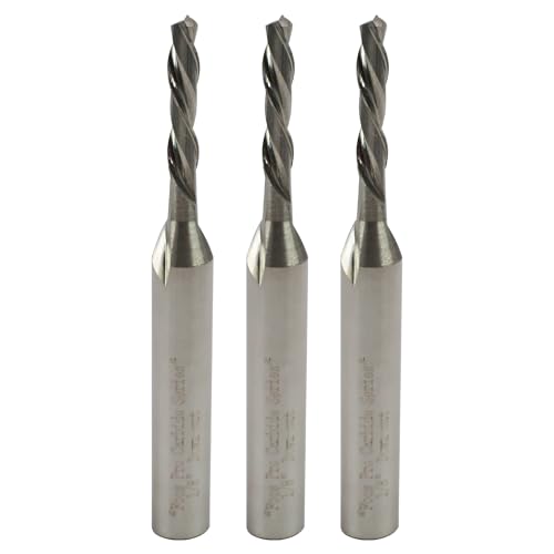 FOOS - Spiralfräsen-Bit-Set nach unten geschnitten – Vollhartmetall – 1/4-Zoll-Schäfte – Veteranenbesitz (3 Stück, 0,3 cm) von foos