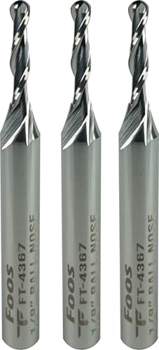 FOOS Spiralfräser-Set mit Kugelkopf, Vollhartmetall, 6,35 mm Schaft, Veteranenbesitz (3 Stück, 0,3 cm) von foos