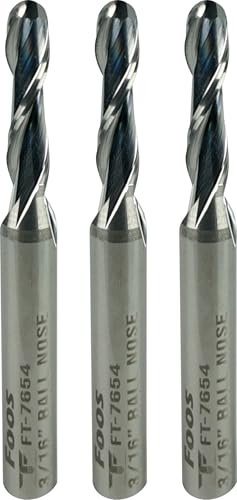 FOOS Spiralfräser-Set mit Kugelkopf, Vollhartmetall, 6,35 mm Schaft, Veteranenbesitz (3 Stück, 3/16 Zoll) von foos