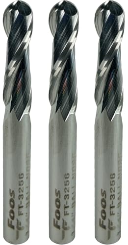FOOS Spiralfräser-Set mit Kugelkopf, Vollhartmetall, 6,35 mm Schaft, Veteranenbesitz (3 Stück, 6,35 mm) von foos