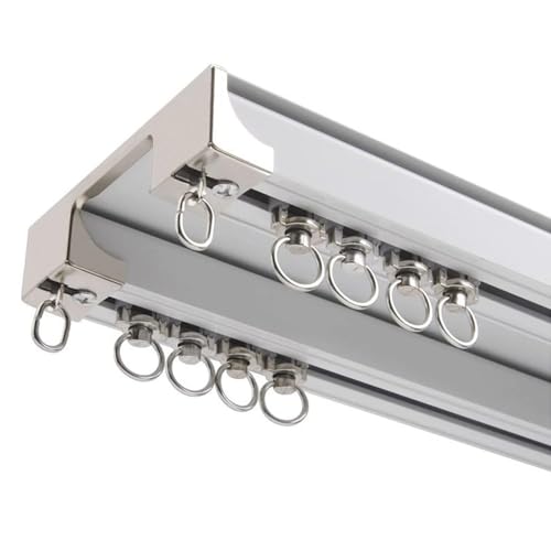 Doppelte Vorhangschiene, luxuriöse, schwere verbundene Vorhangschienen, Nano-Silence-Schiene, für Zuhause, individuelle Länge und Decken- oder Wandmontage, Weiß (Größe: 100 cm, Farbe: Weiß) von forestalk
