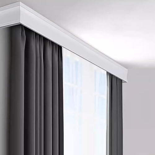 Vorhangschiene, Wandmontage, mit Doppelschienen, 3-in-1-Vorhangschienen-Halterung für Erkerfenster, robuste Raumteilerstangen, oben montiert, 1 m – 5 m, Weiß (Größe: 370 cm) von forestalk