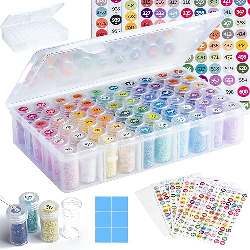 Diamond Painting Aufbewahrungsbox, 1 Set mit 60 Gläsern, Diamond Painting Zubehör Boxen, 447 Farben Diamond Painting Sticker und Diamond Painting Wachs, Diamond Painting Koffer, Diamond Painting Box von forever young