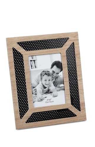 formano Bilderrahmen Fotorahmen 10x15cm, aus Holz mit mattem, schwarzem Metall kombiniert von formano