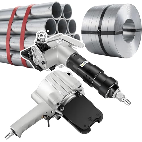 forplubossmmp Geteiltes Spann- Und Schneidegerät, Druckluft-Umreifungsgerät 19 Mm/25 Mm/32 Mm Breite Metallbänder, 4,8 Kg Spanner+3,5 Kg Versiegelungsgerät Hochleistungs-Spaltpresse 19mm von forplubossmmp