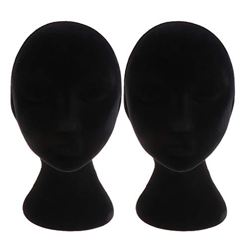 freneci 2 Stück Schwarze Styropor Schaufensterpuppe Puppenkopf Modell Perücken Brillen Displayständer von Freneci