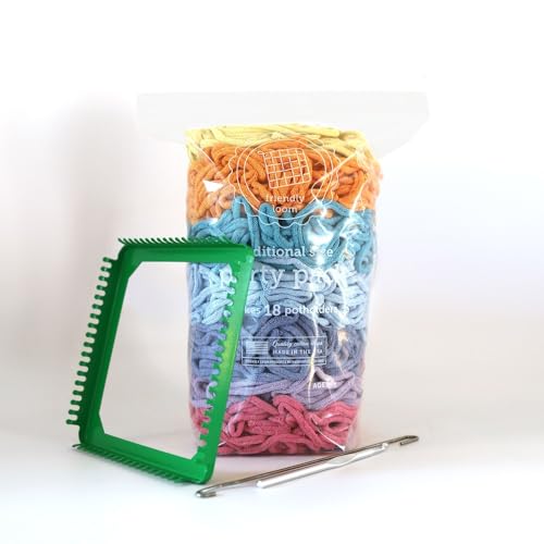friendly loom Webstuhl und Party-Set, 17,8 cm, traditionelles Design, mit botanischen Motiven, 18 Topflappen aus Baumwolle friendly loom Webstuhl und Party-Set, 17,8 cm, traditionelles Design, mit botanischen Motiven, 18 Topflappen aus Baumwolle von friendly loom