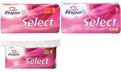 FRIPA Toilettenpapier Select - 3-lagig, TAE, geprägt, hochweiß, 8 Rollen à 180 Blatt; Packungsinhalt: 8 Rollen FRIPA Toilettenpapier Select - 3-lagig, TAE, geprägt, hochweiß, 8 Rollen à 180 Blatt; Packungsinhalt: 8 Rollen von fripa