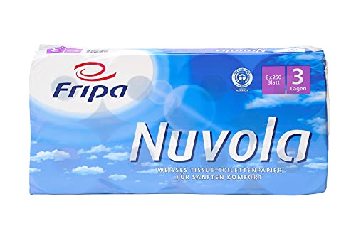 fripa Toilettenpapier 3-lagig, WC Papier Nuvola: 8 x 250 Blatt, 100% Recycling, weiß, 8 Stück fripa Toilettenpapier 3-lagig, WC Papier Nuvola: 8 x 250 Blatt, 100% Recycling, weiß, 8 Stück von fripa