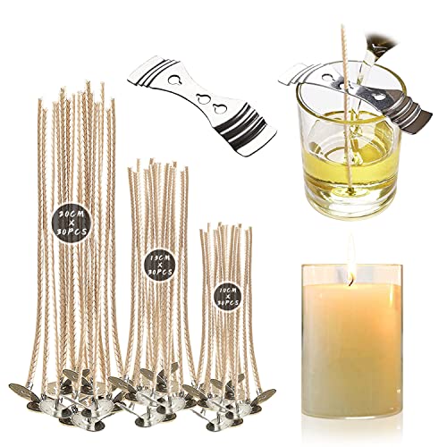 FRUITLET® Kerzendocht 90 Stück, Kerzendochte für Kerzen, Dochte für Kerzen Gießen, Cotton Candle Wick in 3 Verschiedenen Größen für die Kerzenherstellung, Candle DIY, Dicke Kerzen (10-15-20cm) von fruitlet