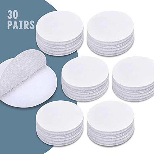 Fruitlet® 60 Stück Klettband Selbstklebend Rund Weiß 50mm, 30 Paare Extra Stark, Klettverschluss 5cm aus Polyester und Reißfestem Nylon von fruitlet