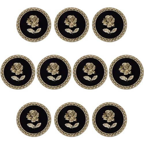 ftiemlovde 10 Edel Dirndl Knöpfe Gold Schwarz Zum AnnäHen Metall, Goldene Trachten Nachthemd Knopf Mantel Groß，öSenknöPfe Aus Kupferlegierung Blazer ZierknöPfe (A10 18mm) von ftiemlovde
