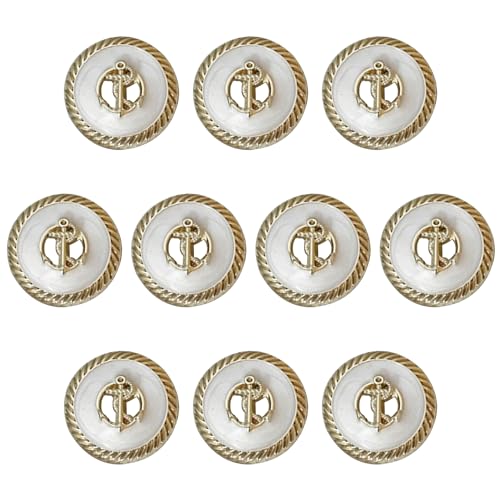 ftiemlovde 10 Edel Dirndl Knöpfe Gold Weiß Zum AnnäHen Metall, Goldene Trachten Nachthemd Knopf Mantel Groß，öSenknöPfe Aus Kupferlegierung Blazer ZierknöPfe (I10W 15mm) von ftiemlovde