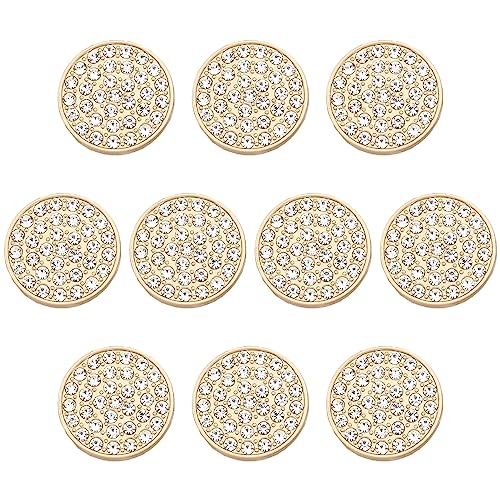 ftiemlovde 10 Edel Dirndl Knöpfe Gold Zum AnnäHen Metall mit Strass, Goldene Trachten Nachthemd Knopf Mantel Groß，öSenknöPfe Aus Kupferlegierung Blazer ZierknöPfe (G10G 18mm) von ftiemlovde