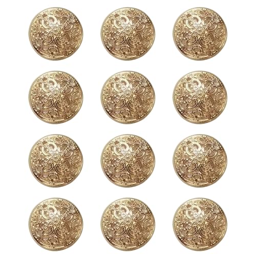 ftiemlovde 12 Edel Dirndl Trachten Goldene KnöPfe Zum AnnäHen，KnöPfe Gold für Mantel Groß ，Kochjacke öSenknöPfe Blazer Metall Kleidung（A12 18mm) von ftiemlovde