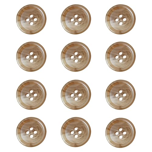 ftiemlovde 12 Stück 4 Loch Bunte Knöpfe zum Annähen Selber Machen Basteln（HellBraun 30mm） von ftiemlovde