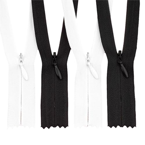 ftiemlovde 3# 2 Pack Nahtverdeckter Reißverschluss Jacke Kaufen Nylon Weiß，Reissverschluss 3mm （80 cm） von ftiemlovde