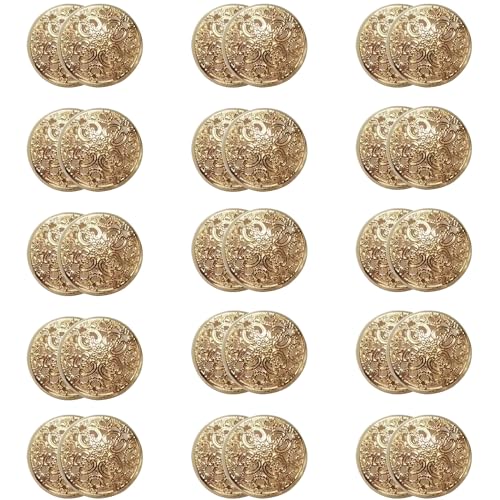 ftiemlovde 30 Edel Dirndl Trachten Goldene KnöPfe Zum AnnäHen，KnöPfe Gold für Mantel Groß ，Kochjacke öSenknöPfe Blazer Metall Kleidung（A30 20mm) von ftiemlovde