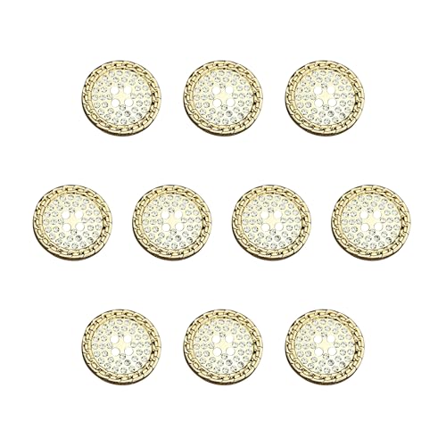 ftiemlovde 4 Loch Edeloptik 10 Knöpfe Gold zum Annähen mit Strass für Strickjacke, Dirndl, Trachten, Mantel und Blazer（C10G 18 mm） von ftiemlovde
