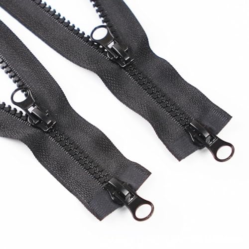 ftiemlovde 5# 2 Pack 2 Wege Reißverschluss Jacke Kaufen Kunststoff Schwarz，Reissverschluss Teilbar 5mm （70 cm） von ftiemlovde