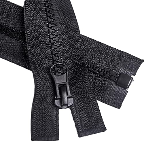 ftiemlovde 5# 2 Pack Reißverschluss Teilbar für Jacken Kunststoff Schwarz，Schlitten Reissverschluss 70 cm mit Zipper 5mm，Universal Reisverschluß Kaufen Erweiterung von ftiemlovde