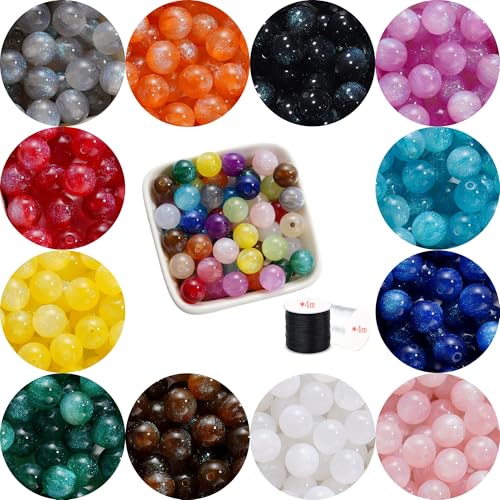 ftiemlovde Schmuckset, runde Stein-Glasperlen, 12 Farben, 60 Stück, glänzend, 8 mm ftiemlovde Schmuckset, runde Stein-Glasperlen, 12 Farben, 60 Stück, glänzend, 8 mm von ftiemlovde