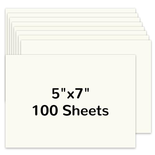 100 Stück Karton, blanko, 12,7 x 17,8 cm, dickes Papier, 200 g/m², schwere Kartons für Drucker, Postkarten, Hochzeitseinladungen, Dankeskarten, Fotopapier, DIY-Kartenherstellung (Beige) von fuceury