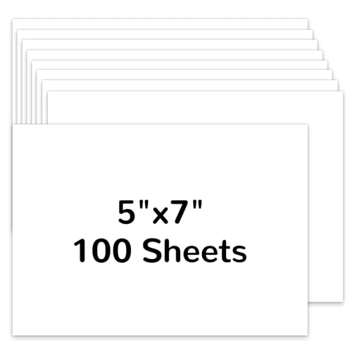 100 Stück Karton, blanko, 12,7 x 17,8 cm, dickes Papier, 200 g/m², schwere Kartons für Drucker, Postkarten, Hochzeitseinladungen, Dankeskarten, Fotopapier, DIY-Kartenherstellung (weiß) von fuceury