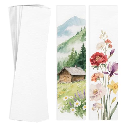 Aquarell-Lesezeichen, blanko, 4,8 x 19,8 cm, 100 % Baumwolle, 300 g/m², Aquarellpapier, Karten für Bastelarbeiten, Klassenzimmer und Geschenkanhänger, 50 Stück Aquarell-Lesezeichen, blanko, 4,8 x 19,8 cm, 100 % Baumwolle, 300 g/m², Aquarellpapier, Karten für Bastelarbeiten, Klassenzimmer und Geschenkanhänger, 50 Stück von fuceury