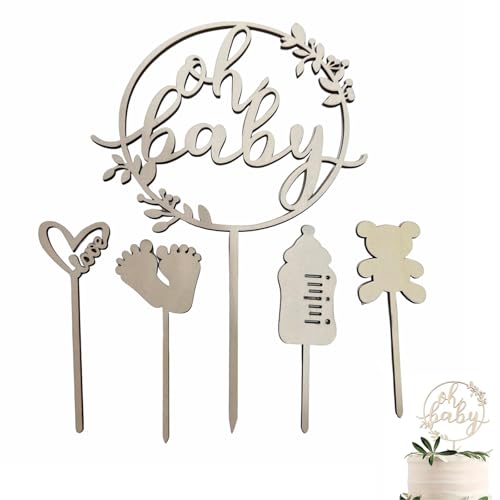 5 Stück Oh Baby Cake Topper, Babys Shower Deko, Baby Tortendeko, Kindertaufe schmücken Tortenaufsatz aus, Gender Reveal Partydeko, Cake Topper Holz, Kuchen Topper Babyparty Tortendeko 5 Stück Oh Baby Cake Topper, Babys Shower Deko, Baby Tortendeko, Kindertaufe schmücken Tortenaufsatz aus, Gender Reveal Partydeko, Cake Topper Holz, Kuchen Topper Babyparty Tortendeko von fufupaw