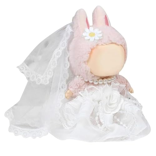 Doll Kleidung, Doll Outfit, Brautoutfit Set für 17 cm Plüschpuppen, Hochzeitszubehör mit Schleier, Halskette und Kleid, Ideal für Sammler und Dekoration (Ohne Puppe) von fufupaw