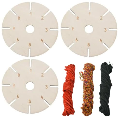 fufupaw 3 Stück Knüpfstern Aus Holz, Knüpfstern, Knüpfstern Mit 3 Baumwollseilen, Ideal Für DIY Armbänder, Freundschaftsbänder Und Perlenweben, Perfekt Für Geschenke, Schule, Zuhause Und Feste von fufupaw