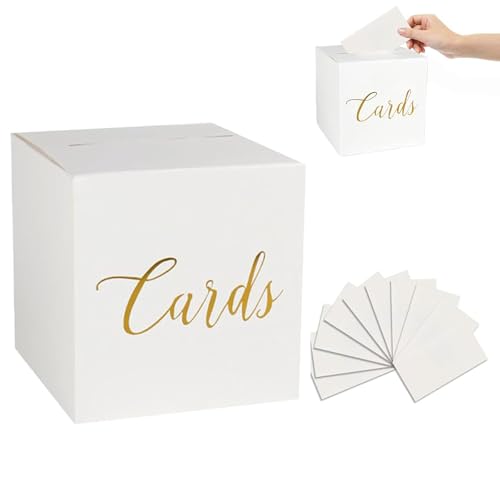 fufupaw Kartenbox Hochzeit, Kartenbox Hochzeitsbox, Kartenbox, Mit Einer Grußkarte Geschenkkartenbox, Abnehmbarer Geschenkkartenbox, Kartenbox für Hochzeit Geburtstage Abschlussfeiern (Weiß) von fufupaw