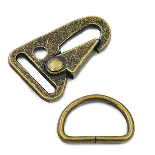 5 x Karabinerhaken und D-Ringe, 2,5 cm / 25 mm, Gurtband-Halterungen, erhältlich in Schwarz / Nickel / Bronze, metall, gold, 25 mm von fujiyuan