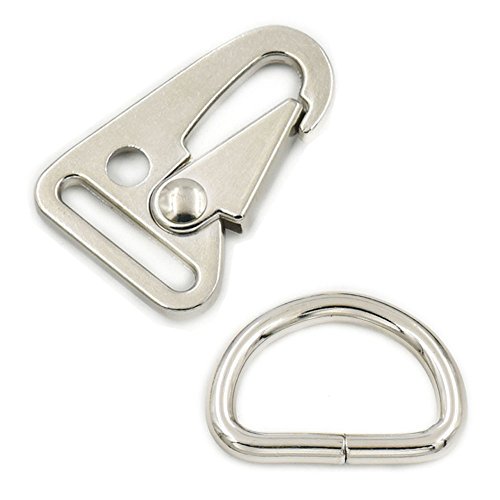 5 x Karabinerhaken und D-Ringe, 2,5 cm / 25 mm, Gurtband-Halterungen, erhältlich in Schwarz / Nickel / Bronze, metall, silber, 25 mm 5 x Karabinerhaken und D-Ringe, 2,5 cm / 25 mm, Gurtband-Halterungen, erhältlich in Schwarz / Nickel / Bronze, metall, silber, 25 mm von fujiyuan