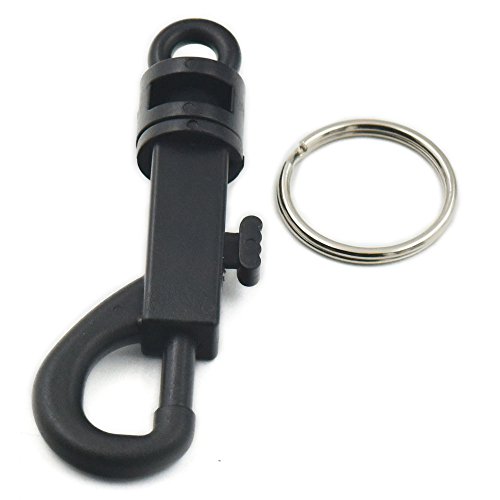 Fujiyuan Kunststoff-Karabinerhaken, für Schlüsselanhänger und Verschlüsse, mit Drehgelenk, 75 mm, Schwarz, 20 Stück, plastik, Schwarz , 75mm 3"(with key ring) von fujiyuan