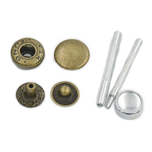 fujiyuan 100 Sets 10 mm 10 mm Metall Druckknöpfe Leder Handwerk Rapid Nietknopf Einstellwerkzeug Nähwerkzeug Bronze von fujiyuan