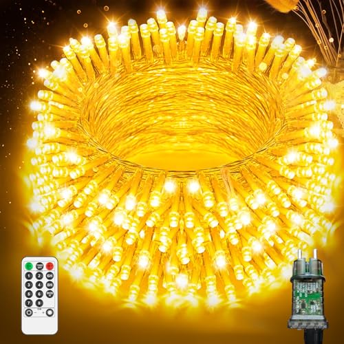 Lichterkette außen 35M 300LED，Lichterkette innen mit Stecker und Fernbedienung,8 Modi IP44 Wasserdichte und Timer, led lichterkette für Garten, Hochzeit, Party,Warmweiß von fullarrive