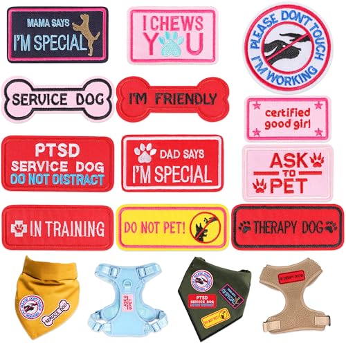 FUNCOLOR Service Dog Patch für Geschirr: 12 Stück rosa Themen-Aufnäher mit Klettverschluss für Mädchen, Hunde, abnehmbar, bestickt im Training, nicht Haustier, Aufkleber für Hundeweste, Halsband von funcolor