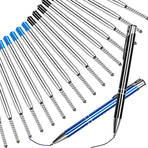 16 Stück kugelschreiberminen, funvce 0.5mm Austauschbare Kugelschreiber Ersatzminen mit Frühling und 2 Stifte, Grossraumminen für Büro, Geschäft, Schule, Blau und Schwarz von funvce