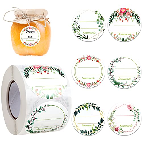 500 Etiketten Selbstklebend - funvce 5cm Round Klebeetiketten zum Beschriften, Blumen Homemade Marmeladengläser Aufkleber für Gewürzetiketten Flaschen, Weihnachten Geschenkaufkleber 500 Etiketten Selbstklebend - funvce 5cm Round Klebeetiketten zum Beschriften, Blumen Homemade Marmeladengläser Aufkleber für Gewürzetiketten Flaschen, Weihnachten Geschenkaufkleber von funvce
