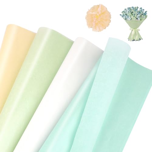 Metallic Seidenpapier Set, 120 Blatt 29.8x20.4cm Blau Grün Seidenpapier Bunt, Geschenkpapier Verpackungsmaterial, Bastelpapier zum Erstellen von Pompons, Papierblumen, Tischdekoration,Geschenktüten von funvce