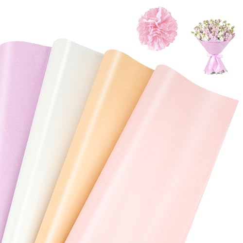 Metallic Seidenpapier Set, 120 Blatt 29.8x20.4cm Rosa Weiß Seidenpapier Bunt, Geschenkpapier Verpackungsmaterial, Bastelpapier zum Erstellen von Pompons, Papierblumen, Tischdekoration,Geschenktüten von funvce