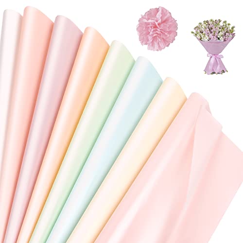 Seidenpapier Set, 120 Blatt 30x21cm Metallic Seidenpapier Bunt, Geschenkpapier Verpackungsmaterial, Bastelpapier zum Erstellen von Pompons, Papierblumen, Tischdekoration,Geschenktüten, 8 Farben von funvce