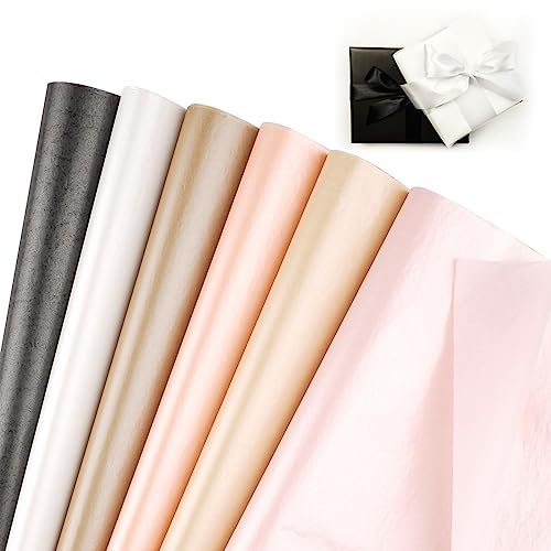 Metallic Seidenpapier Set, 60 Blatt 50x35cm Geschenkpapier Verpackungsmaterial Bastelpapier zum Kreieren von Pompoms, Papierblumen, Tischdeko, Dass in Geschenktüten Gestopft Wird, 6 Farben von funvce